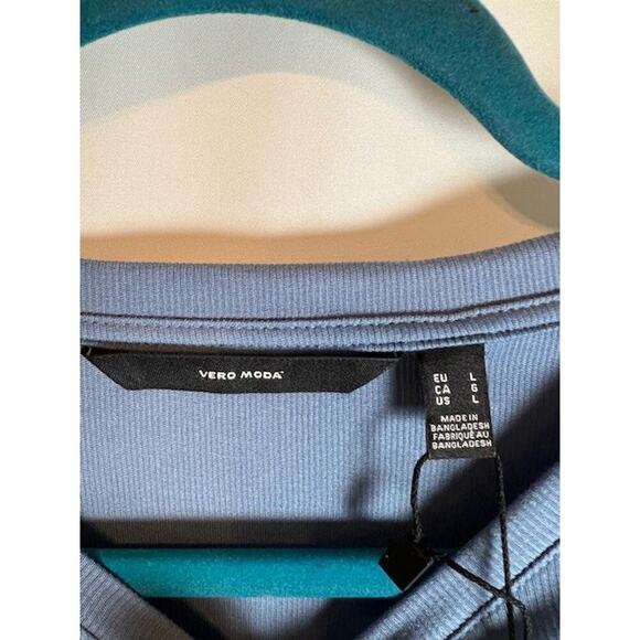 Vero Moda Phine Long Sleeve Rib Jersey Dress Coronet Blue Comfort Casual Travel - Picture 7 of 10